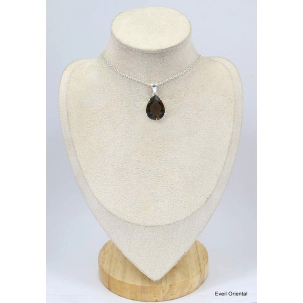 Pendentif goutte en Quartz fumé facetté Pendentifs pierres naturelles KC53.4
