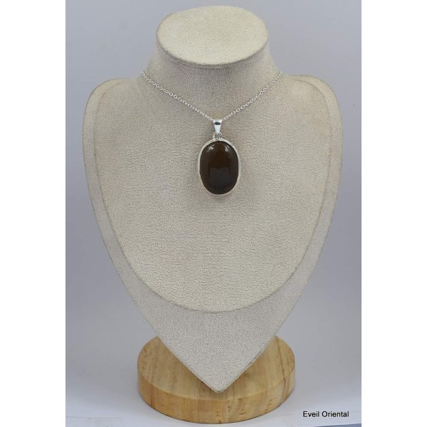 Gros pendentif Quartz fumé cabochon Pendentifs pierres naturelles KC53.5