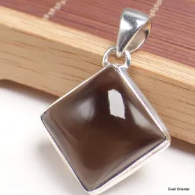 Pendentif losange Quartz fumé cabochon - Pendentifs pierres naturelles