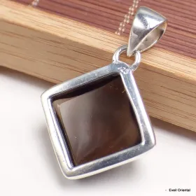 Pendentif losange Quartz fumé cabochon - Pendentifs pierres naturelles