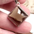 Pendentif losange Quartz fumé cabochon - Pendentifs pierres naturelles