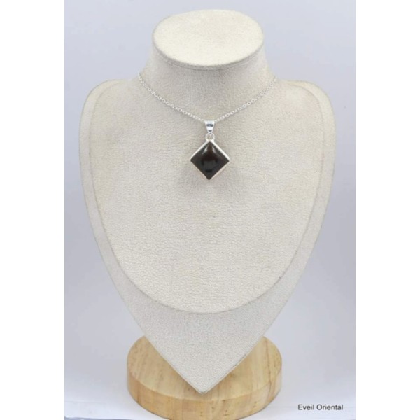 Pendentif losange Quartz fumé cabochon Pendentifs pierres naturelles KC53.6