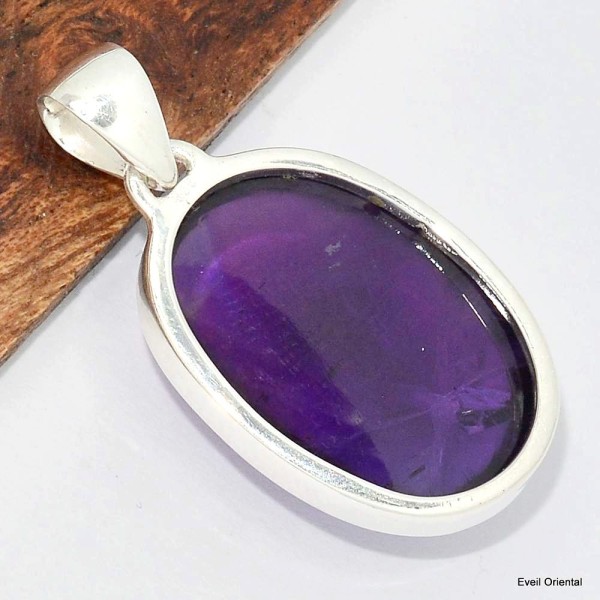 Pendentif oval en Améthyste cabochon Pendentifs pierres naturelles KC54.1