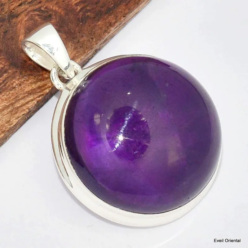 Pendentif rond en Améthyste naturelle - Pendentifs pierres naturelles