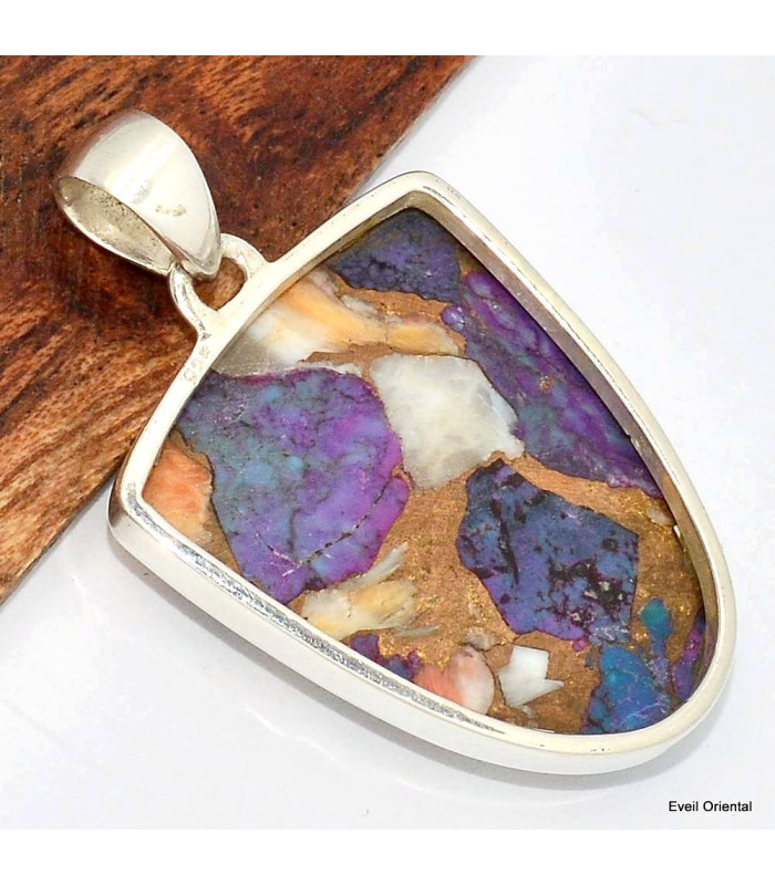 Pendentif Turquoise Spiny Oyster écusson Bijoux en Turquoise KC55.3