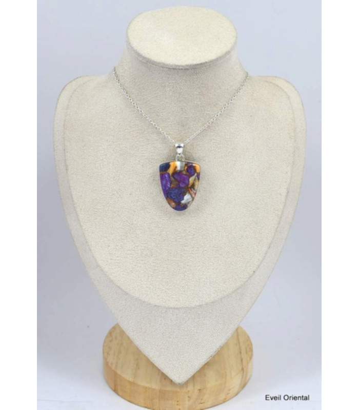 Pendentif Turquoise Spiny Oyster écusson Bijoux en Turquoise KC55.3