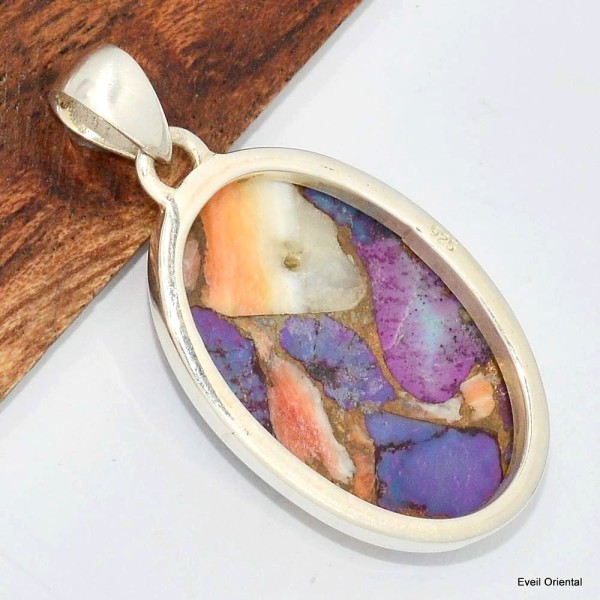 Pendentif oval en Turquoise Spiny Oyster Bijoux en Turquoise KC55.4