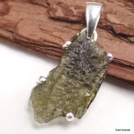 Pendentif argent Moldavite grade AAA - Pendentifs pierres naturelles