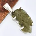 Pendentif argent Moldavite grade AAA - Pendentifs pierres naturelles