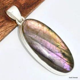 Pendentif oval allongé en Labradorite violette - Pendentifs pierres naturelles