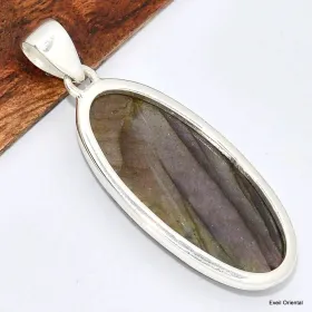 Pendentif oval allongé en Labradorite violette - Pendentifs pierres naturelles