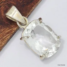 Pendentif Cristal de roche rectangulaire facetté - Pendentifs pierres naturelles