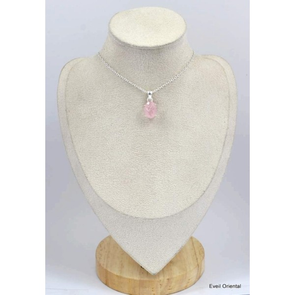 Petit pendentif Quartz rose facetté Pendentifs pierres naturelles KC76