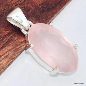 Pendentif Quartz rose facetté oval - Pendentifs pierres naturelles