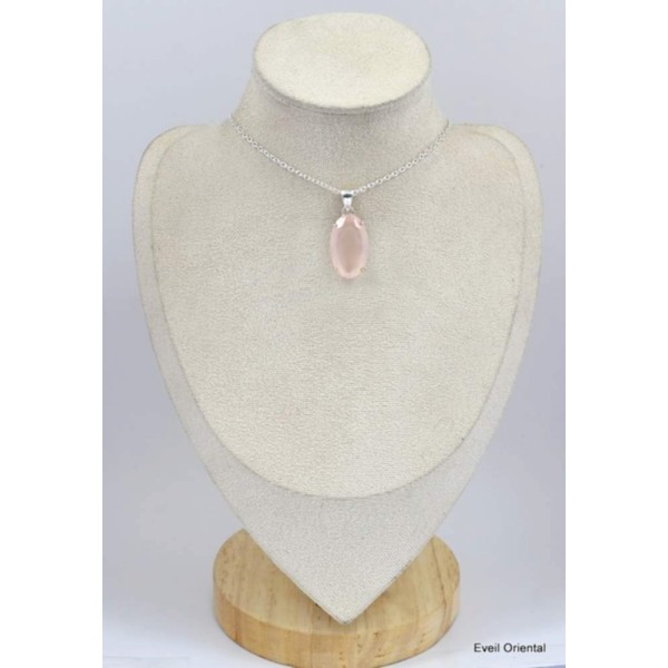 Pendentif Quartz rose facetté oval Pendentifs pierres naturelles KC76.1