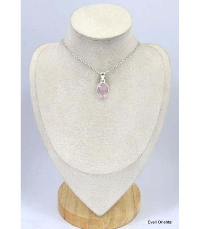 Pendentif Quartz rose facetté serti clos Pendentifs pierres naturelles KC76.2