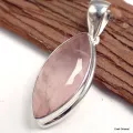 Pendentif Quartz rose facetté marquise - Pendentifs pierres naturelles