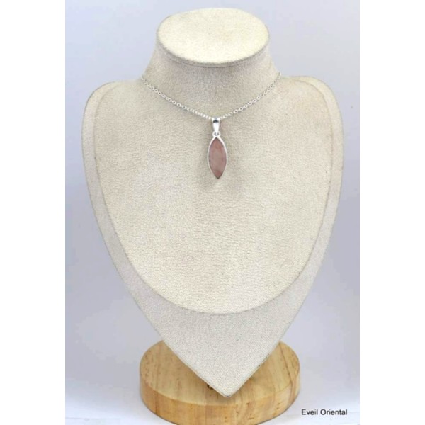Pendentif Quartz rose facetté marquise Pendentifs pierres naturelles KC76.3