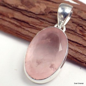 Pendentif oval Quartz rose facetté Pendentifs pierres naturelles KC76.4