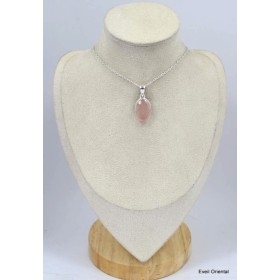 Pendentif oval Quartz rose facetté  Pendentifs pierres naturelles KC76.4