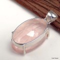 Pendentif oval Quartz rose serti griffes Pendentifs pierres naturelles KC76.5