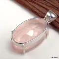 Pendentif oval Quartz rose serti griffes - Pendentifs pierres naturelles