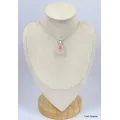 Pendentif oval Quartz rose serti griffes - Pendentifs pierres naturelles