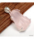Pendentif Quartz rose brut serti griffes Pendentifs pierres naturelles KC76.6