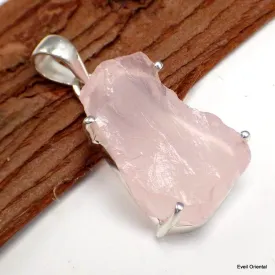 Pendentif Quartz rose brut serti griffes - Pendentifs pierres naturelles