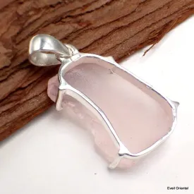 Pendentif Quartz rose brut serti griffes - Pendentifs pierres naturelles
