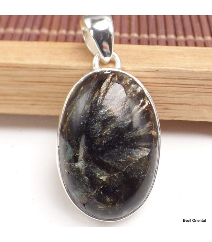 Pendentif Séraphinite dorée oval Pendentifs pierres naturelles KC63