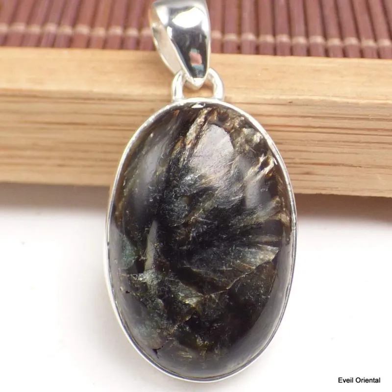 Pendentif Séraphinite dorée oval - Pendentifs pierres naturelles