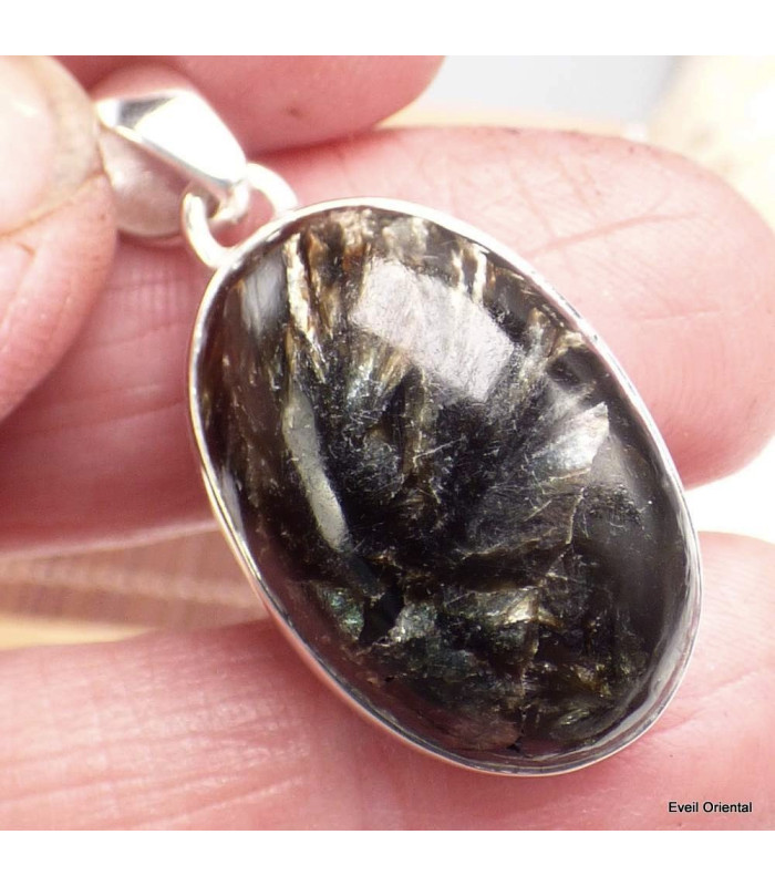 Pendentif Séraphinite dorée oval Pendentifs pierres naturelles KC63