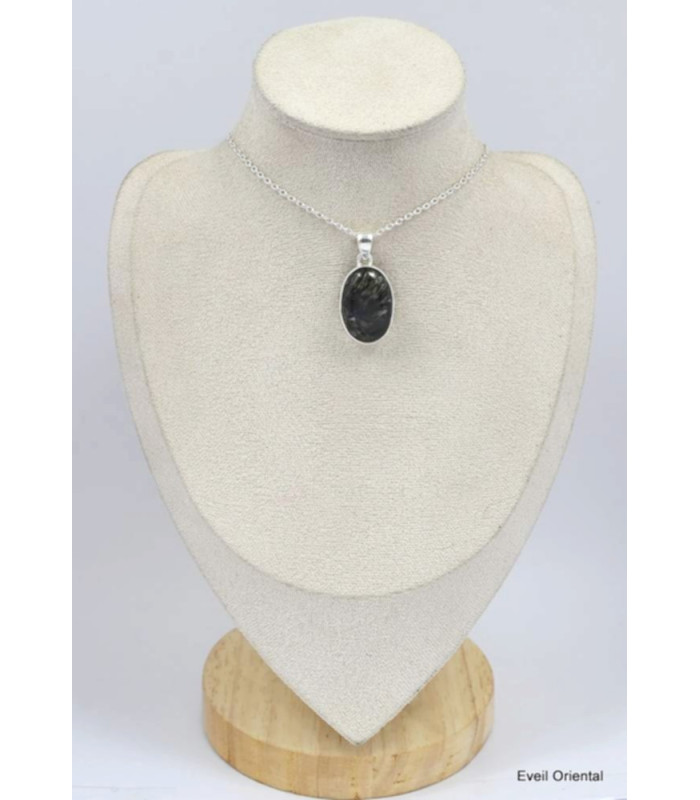 Pendentif Séraphinite dorée oval Pendentifs pierres naturelles KC63