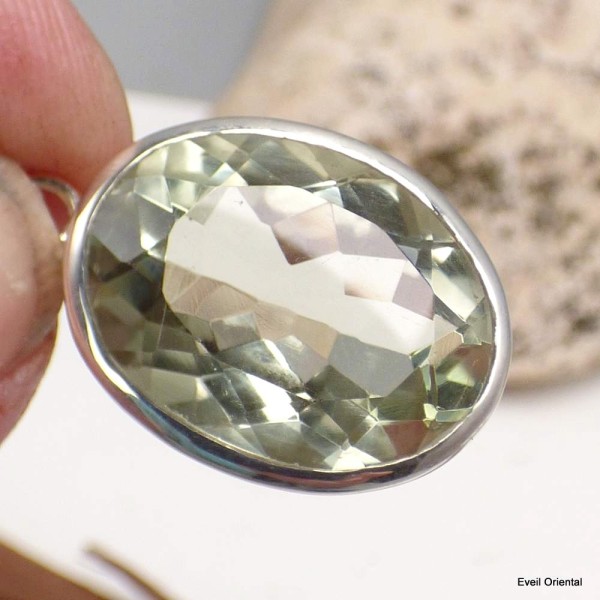 Pendentif Améthyste verte facettée Pendentifs pierres naturelles KC65