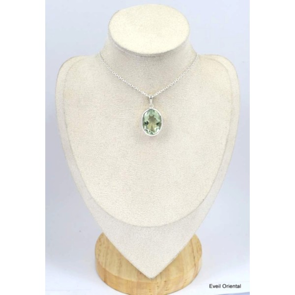 Pendentif pierre Améthyste verte facettée Pendentifs pierres naturelles KC65.1
