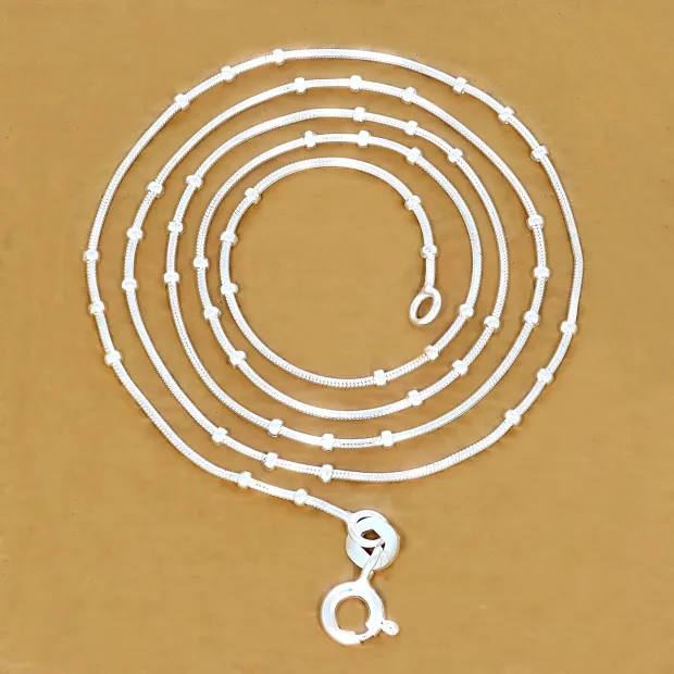 Chaîne argent maille compacte boule 50 cm 1mm - Chaînes en argent