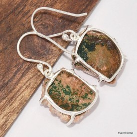 Boucles d’oreilles Heulandite brute authentique en argent 925