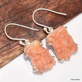 Boucles d'oreilles argent Heulandite brute Boucles d'oreilles en pierres KC66.2