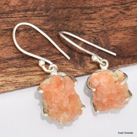 Boucles d'oreilles argent et Heulandite brute Boucles d'oreilles en pierres KC66.3