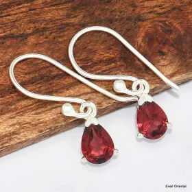 Boucles d'oreilles Grenat facetté - Boucles d'oreilles en pierres naturelles