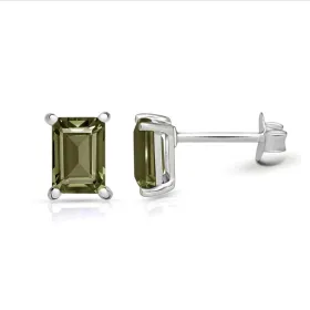 Clous d'oreilles Authentique Moldavite facettée - Bijoux en Moldavite