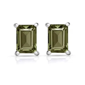 Clous d'oreilles Authentique Moldavite facettée - Bijoux en Moldavite