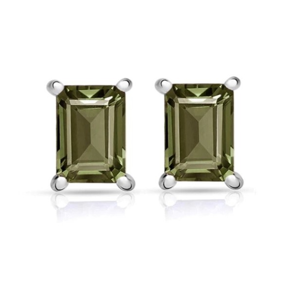 Clous d'oreilles Authentique Moldavite facettée Bijoux en Moldavite kc68