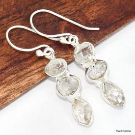 Boucles d'oreilles Diamant d'Herkimer 3 pierres - Boucles d'oreilles en pierres naturelles