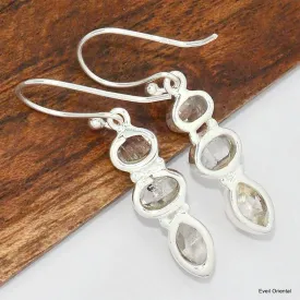 Boucles d'oreilles Diamant d'Herkimer 3 pierres - Boucles d'oreilles en pierres naturelles