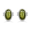Clous d'oreilles ovales en Moldavite facettée Bijoux en Moldavite KC70
