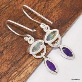Boucles d'oreilles Pierre de lune et Améthyste - Boucles d'oreilles en pierres naturelles