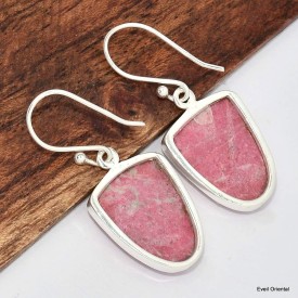 Boucles d'oreilles Thulite rose semi-ovales Boucles d'oreilles en pierres KC72