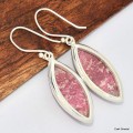 Boucles d'oreilles marquise en Thulite rose Boucles d'oreilles en pierres KC72.1